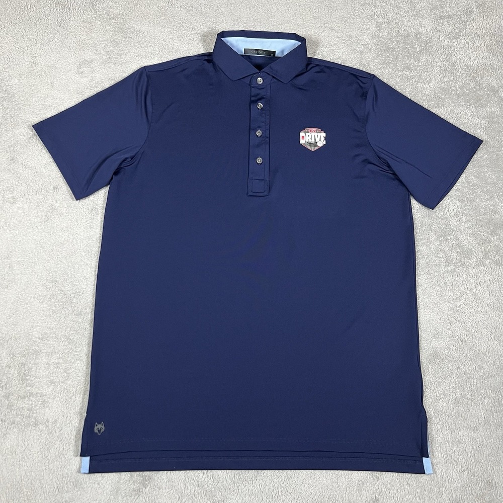 Greyson Polo Shirt Mens Medium Blue Performance Golf Golfing Golfer Stretch